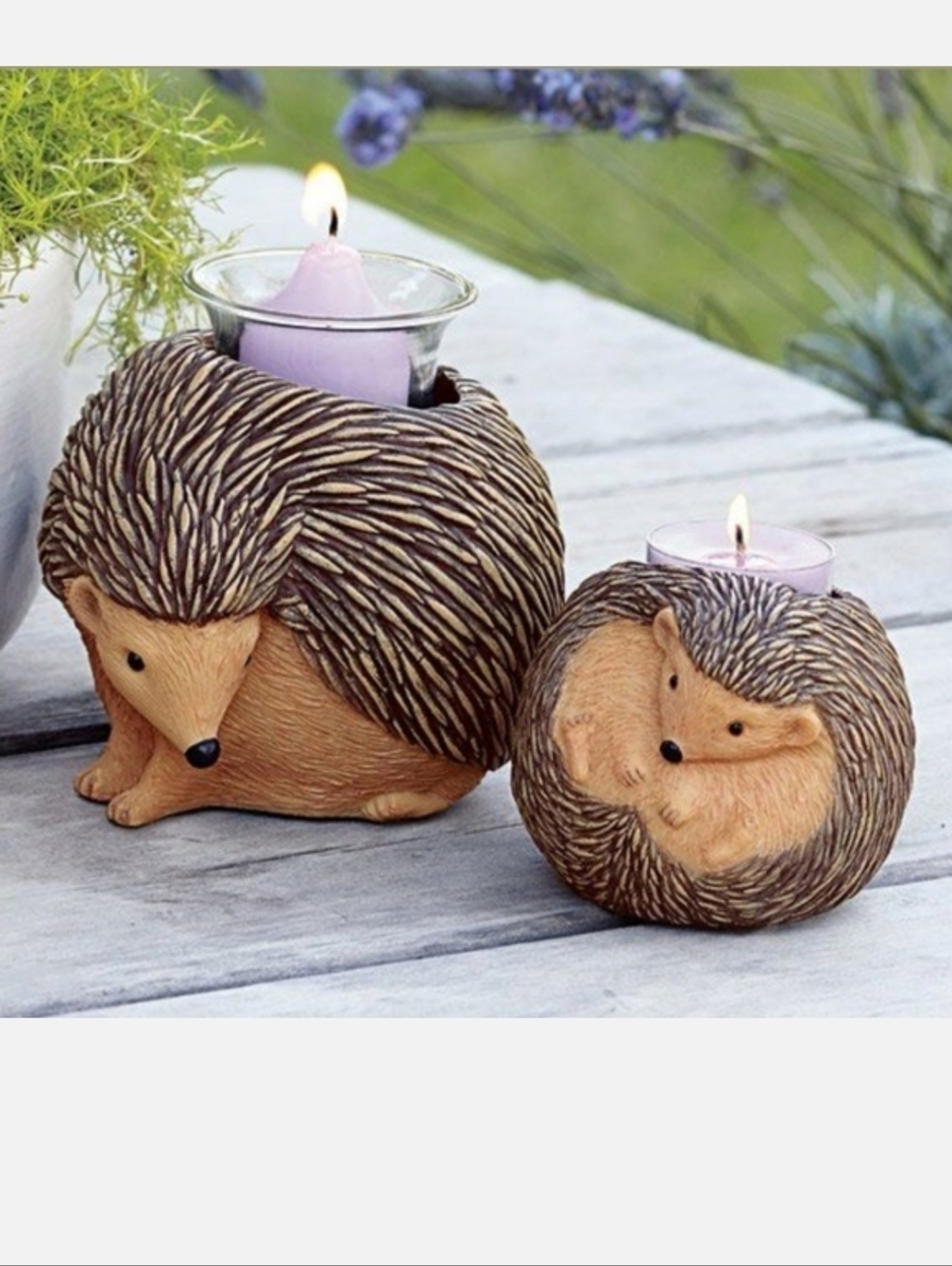 👉*ADORABLE* HEDGEHOG MAMA & BABY CANDLE HOLDERS ~PARTYLITE #P91560 & P91558